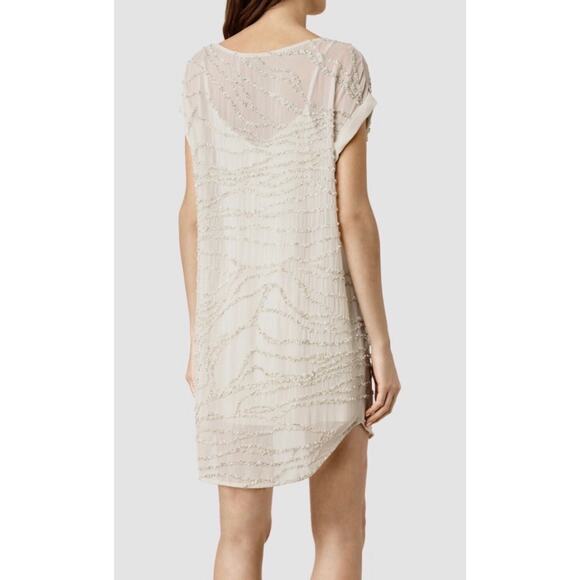 ALLSAINTS Ales Dress Womens US 2 Black Short Sleeve Sequin Embellished Shift - Picture 5 of 16